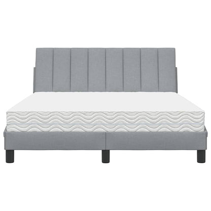 Bett mit Matratze "Hanko" Hellgrau 140x190 cm Stoff