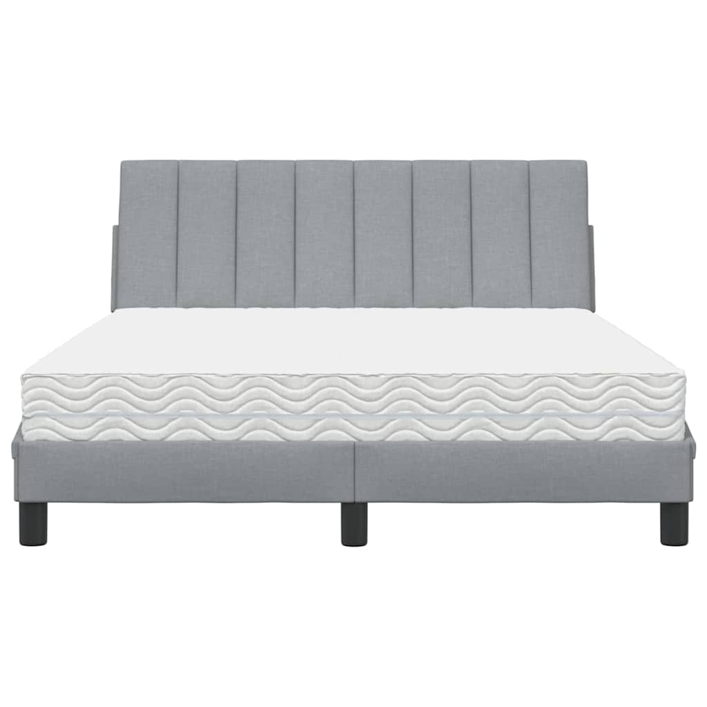 Bett mit Matratze "Hanko" Hellgrau 140x190 cm Stoff