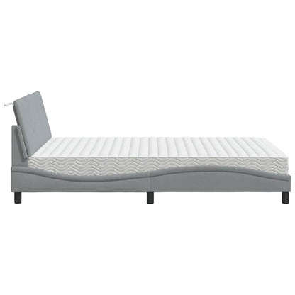 Bett mit Matratze "Hanko" Hellgrau 140x190 cm Stoff