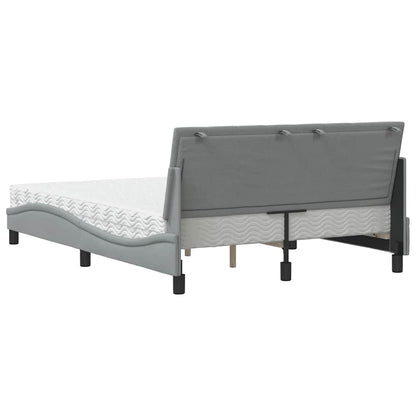 Bett mit Matratze "Hanko" Hellgrau 140x190 cm Stoff