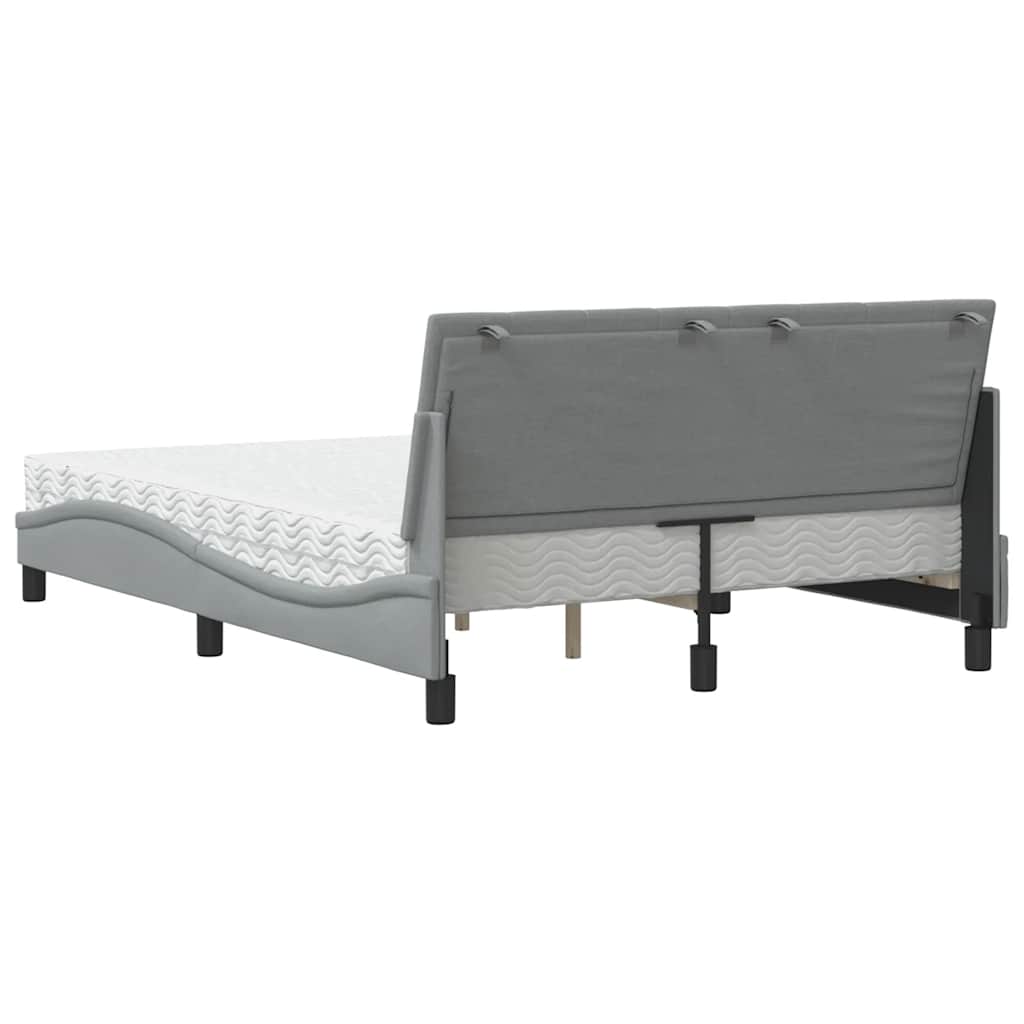 Bett mit Matratze "Hanko" Hellgrau 140x190 cm Stoff
