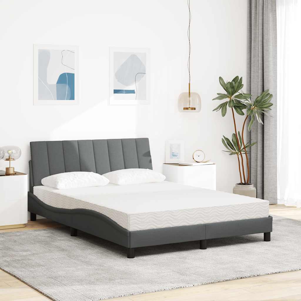 Bett mit Matratze "Hanko" Dunkelgrau 140x190 cm Stoff