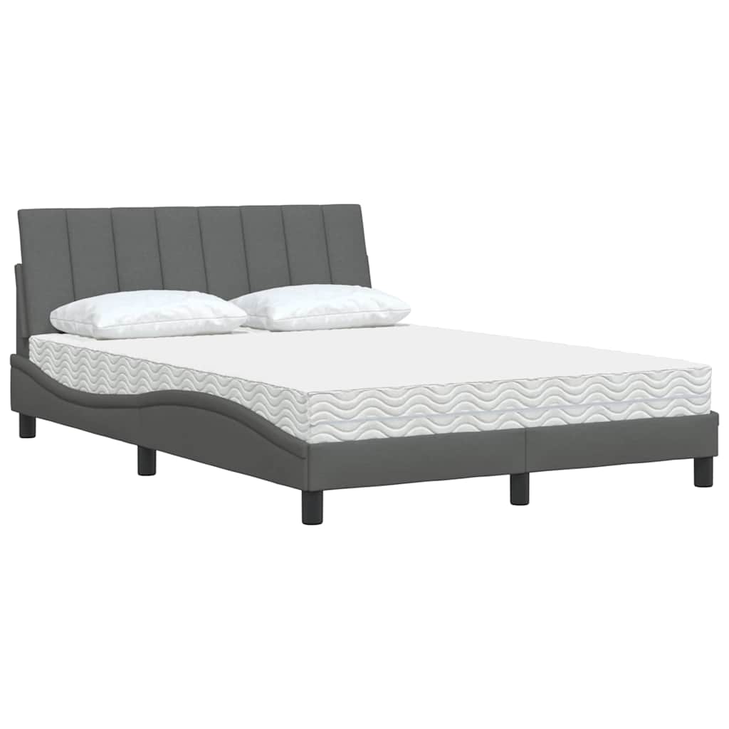 Bett mit Matratze "Hanko" Dunkelgrau 140x190 cm Stoff