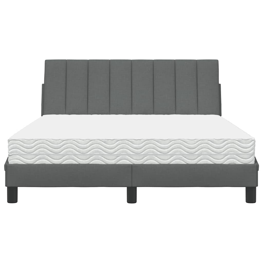 Bett mit Matratze "Hanko" Dunkelgrau 140x190 cm Stoff