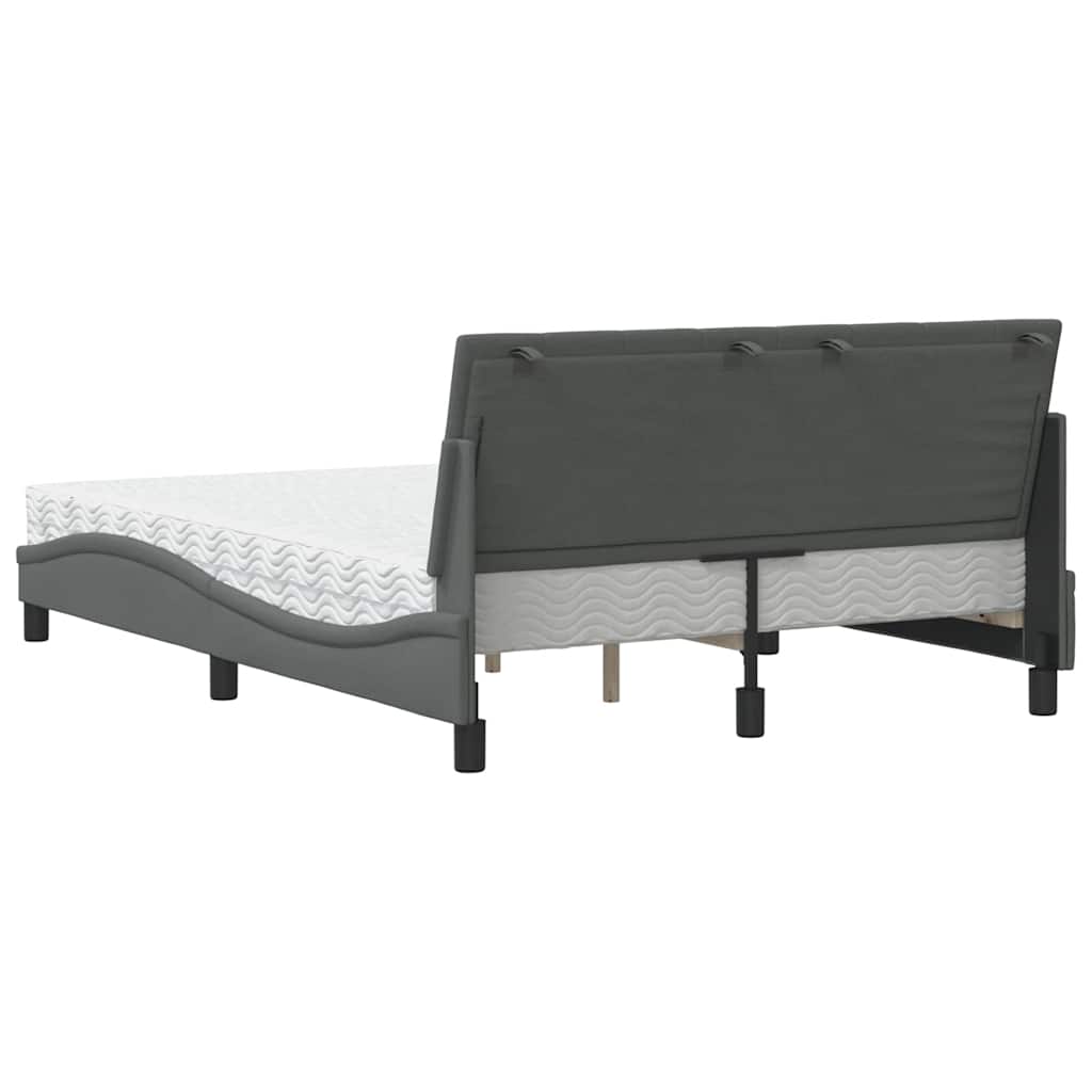 Bett mit Matratze "Hanko" Dunkelgrau 140x190 cm Stoff