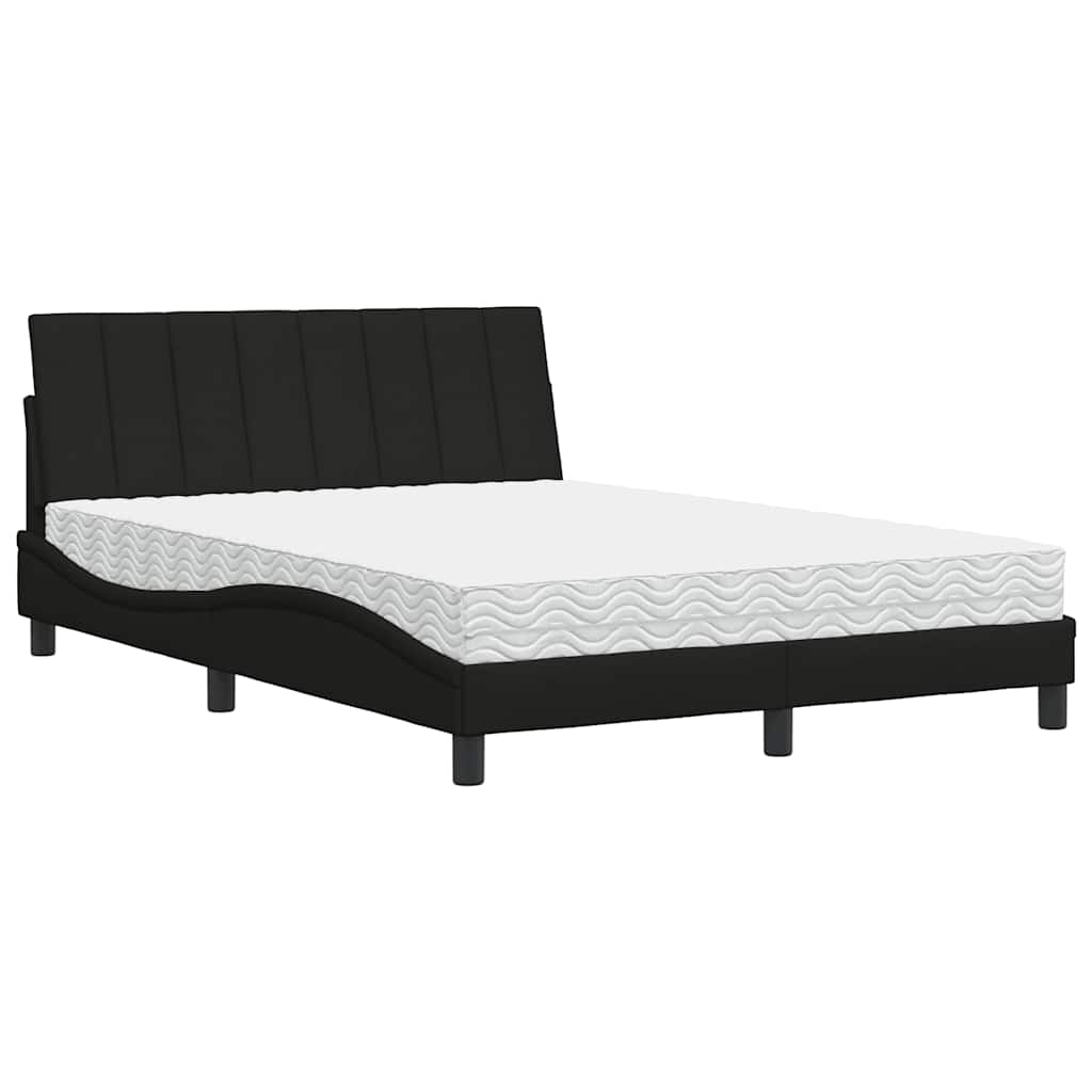 Bett mit Matratze "Hanko" Schwarz 140x190 cm Stoff