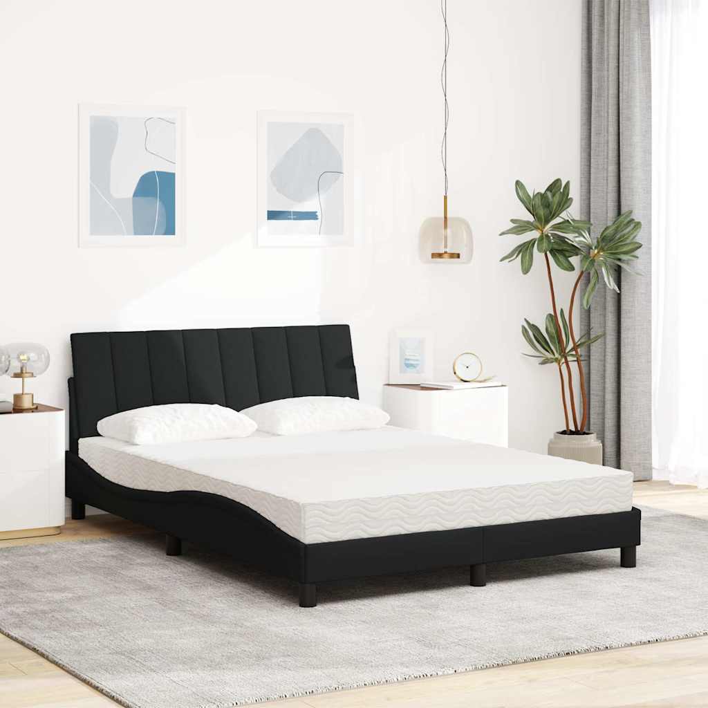 Bett mit Matratze "Hanko" Schwarz 140x190 cm Stoff