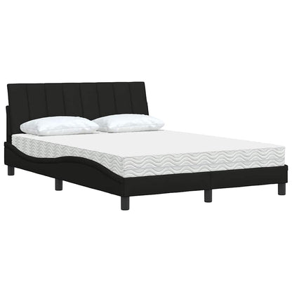 Bett mit Matratze "Hanko" Schwarz 140x190 cm Stoff