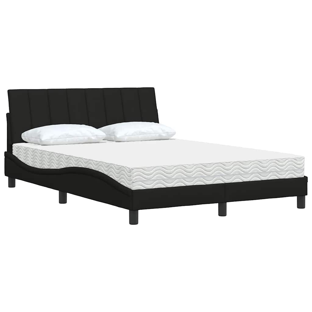 Bett mit Matratze "Hanko" Schwarz 140x190 cm Stoff