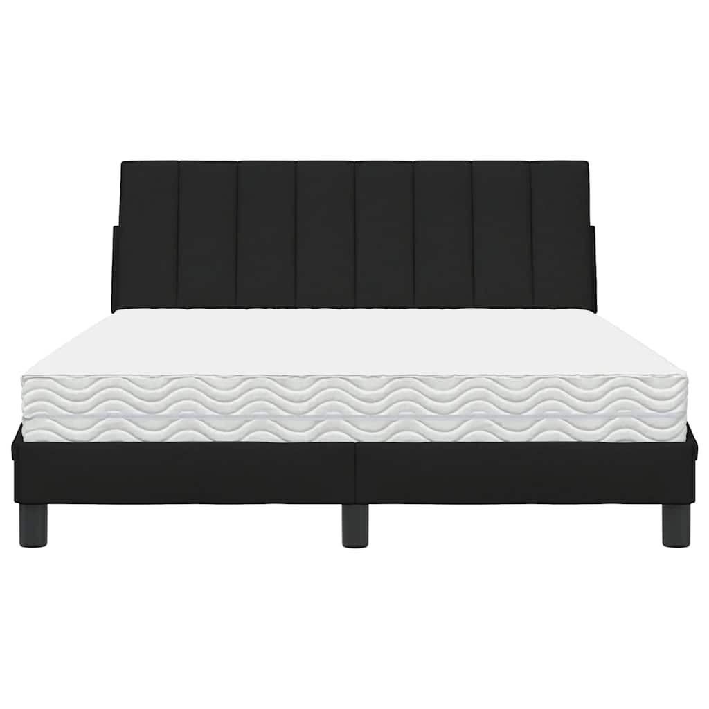 Bett mit Matratze "Hanko" Schwarz 140x190 cm Stoff
