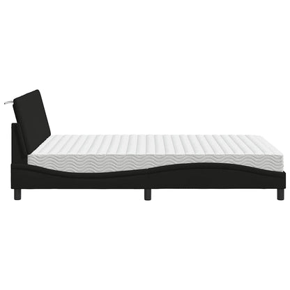 Bett mit Matratze "Hanko" Schwarz 140x190 cm Stoff
