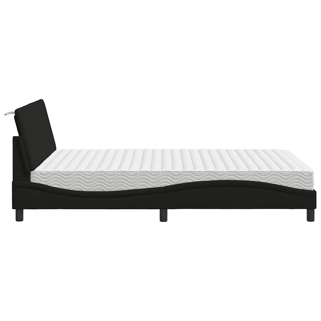 Bett mit Matratze "Hanko" Schwarz 140x190 cm Stoff
