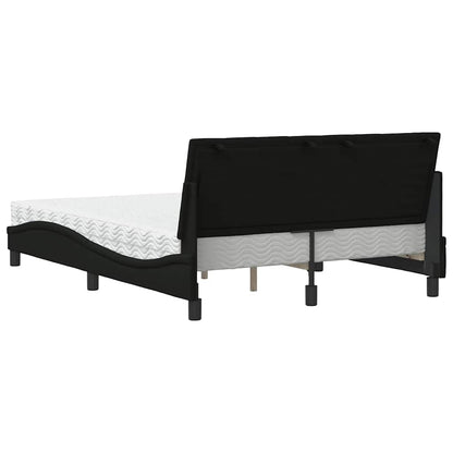 Bett mit Matratze "Hanko" Schwarz 140x190 cm Stoff