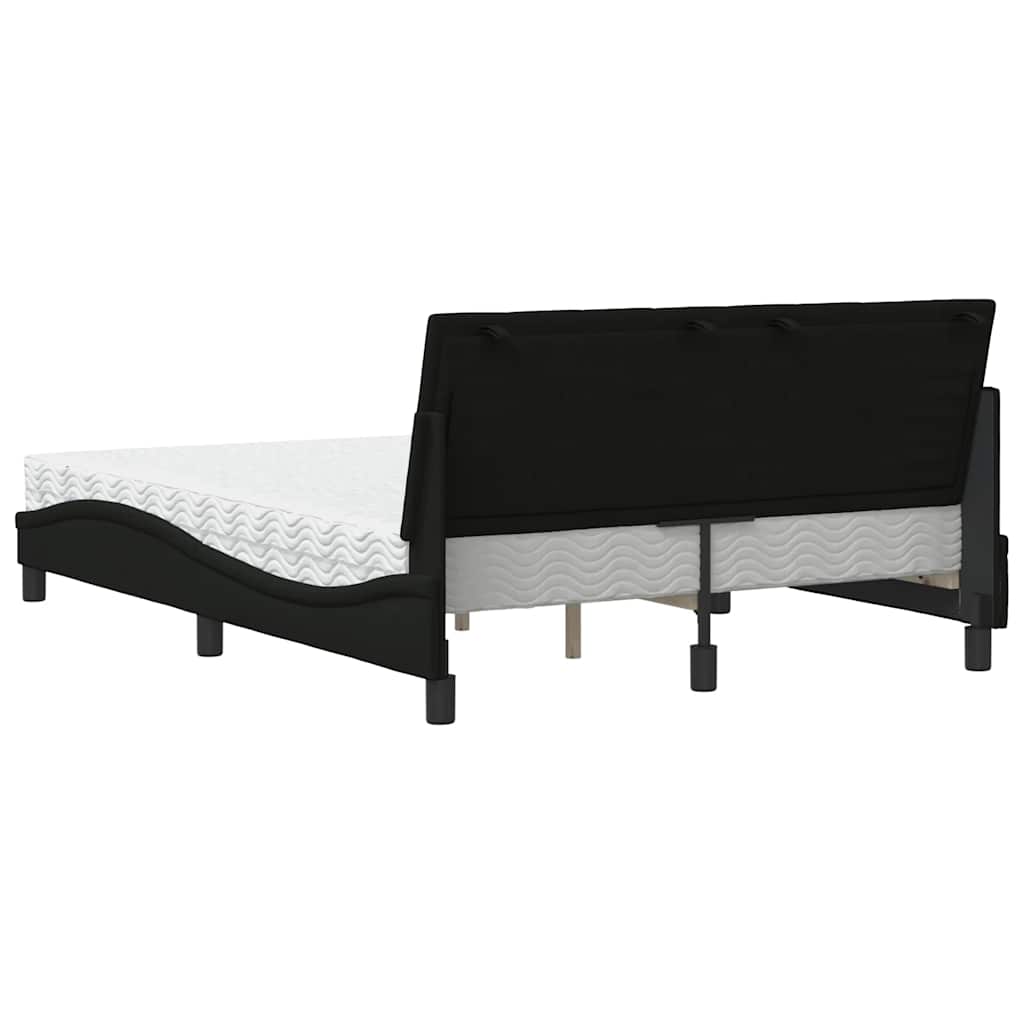 Bett mit Matratze "Hanko" Schwarz 140x190 cm Stoff
