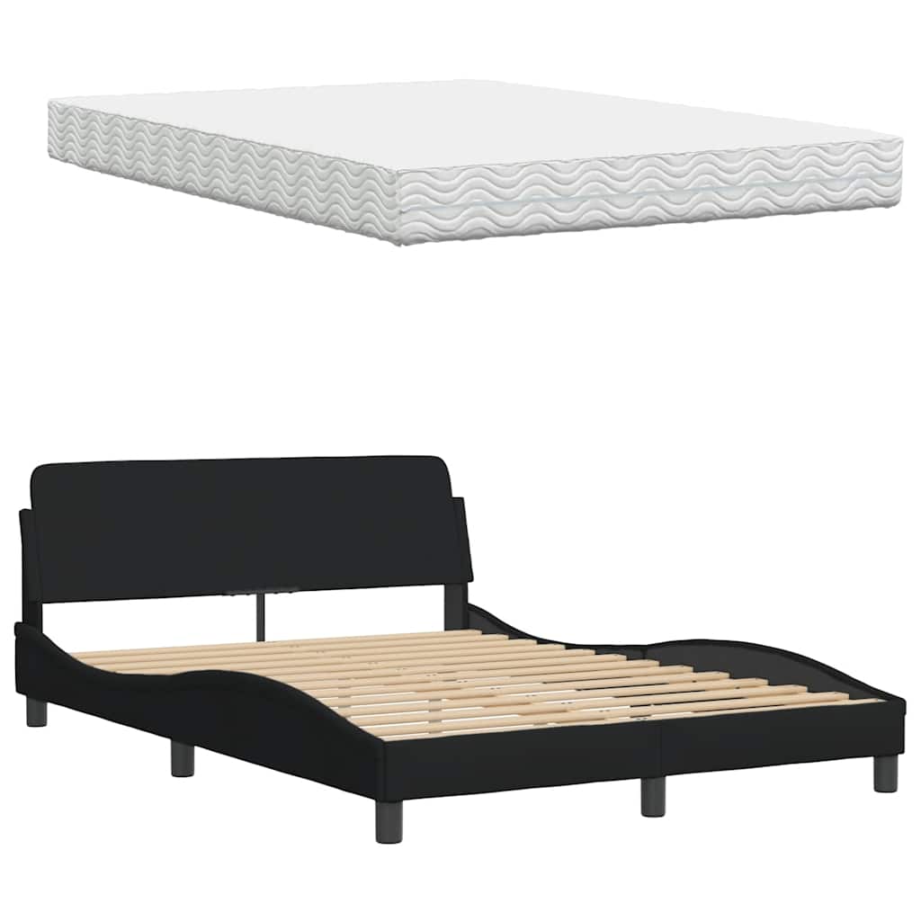 Bett mit Matratze "Hanko" Schwarz 140x190 cm Stoff