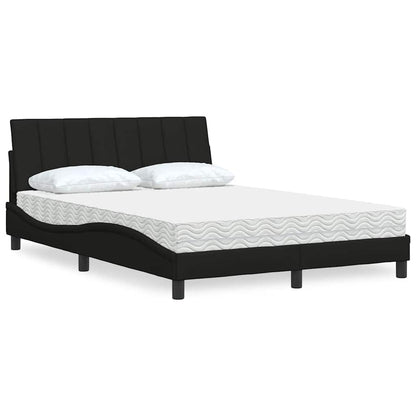 Bett mit Matratze "Hanko" Schwarz 140x190 cm Stoff