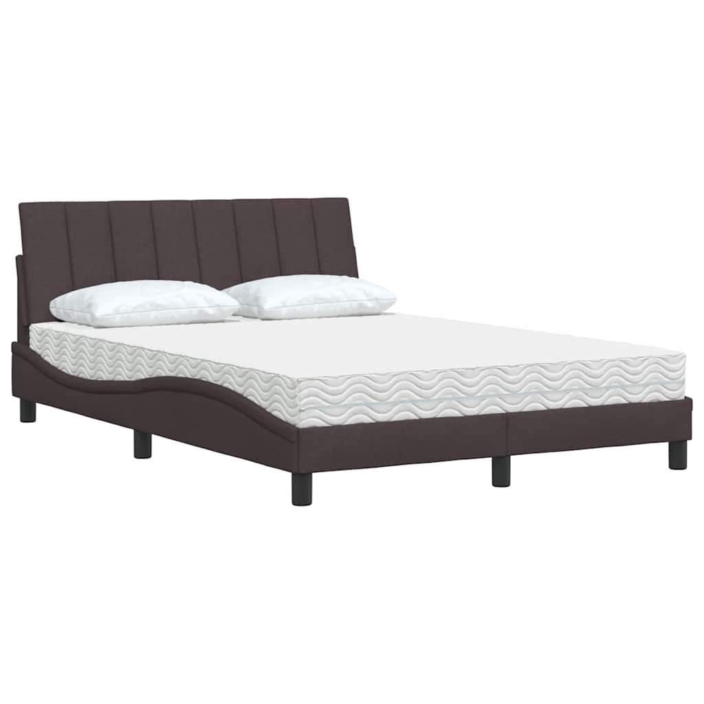 Bett mit Matratze "Hanko" Dunkelbraun 140x190 cm Stoff