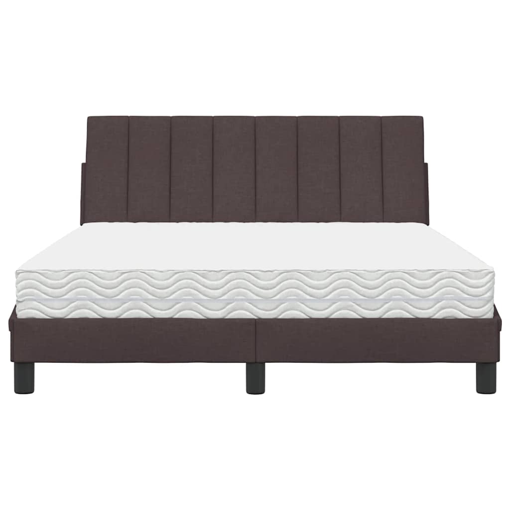 Bett mit Matratze "Hanko" Dunkelbraun 140x190 cm Stoff