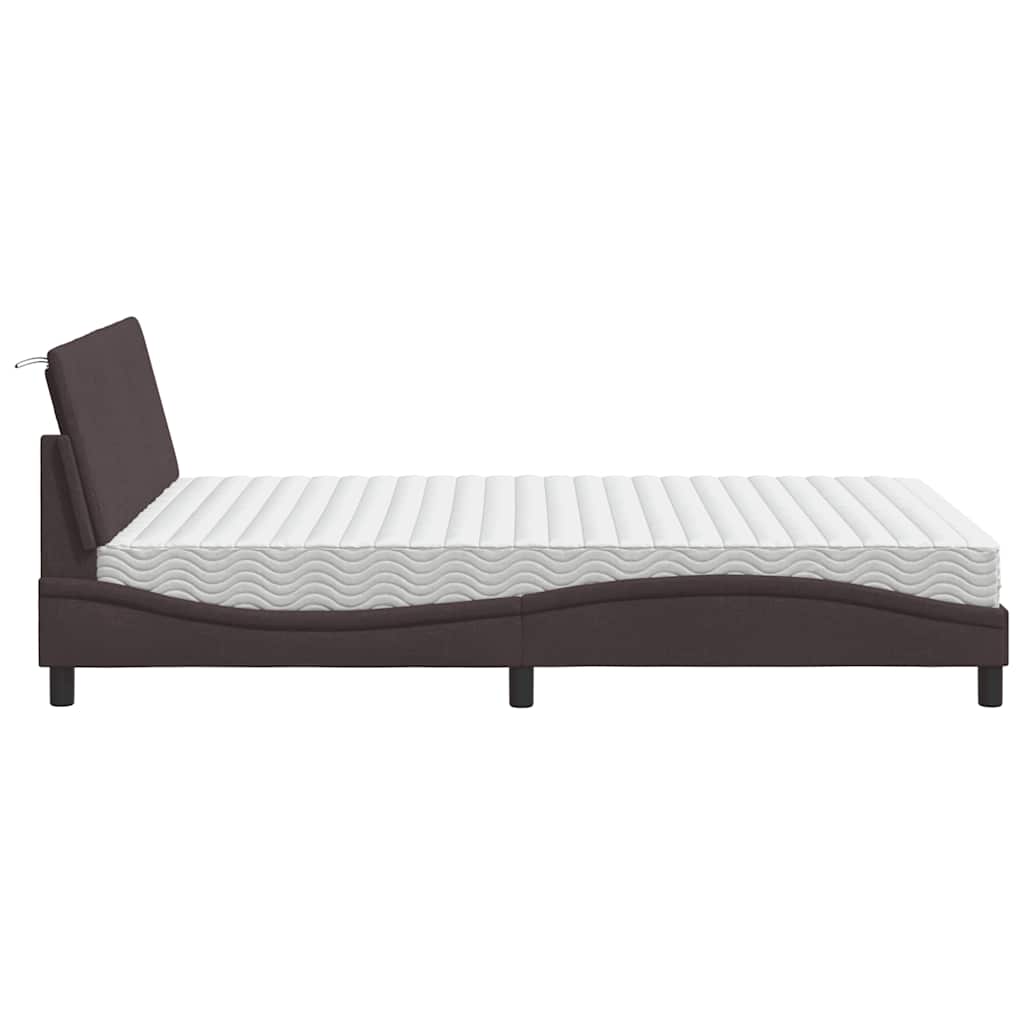 Bett mit Matratze "Hanko" Dunkelbraun 140x190 cm Stoff