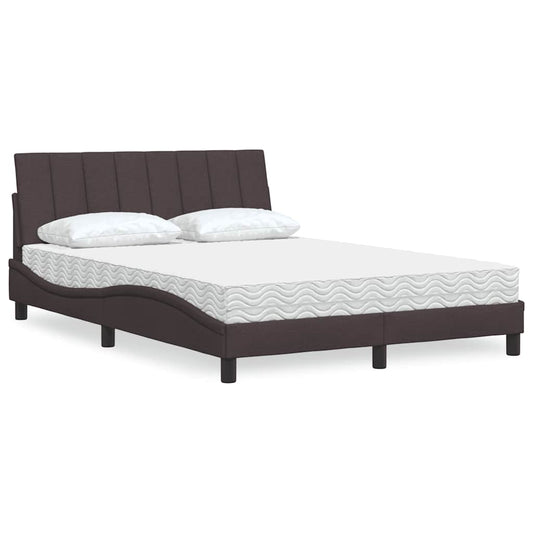 Bett mit Matratze "Hanko" Dunkelbraun 140x190 cm Stoff