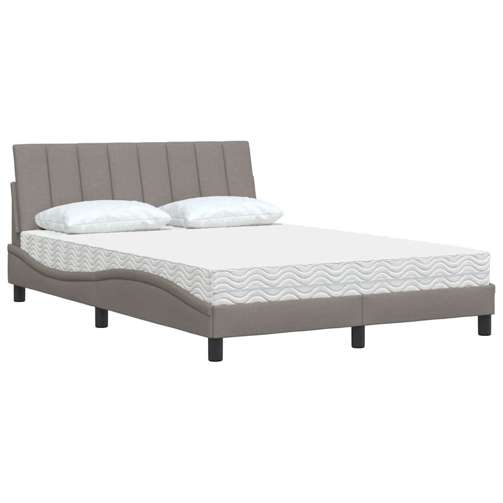 Bett mit Matratze "Hanko" Taupe 140x190 cm Stoff