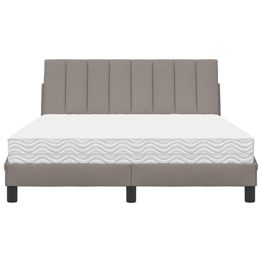 Bett mit Matratze "Hanko" Taupe 140x190 cm Stoff