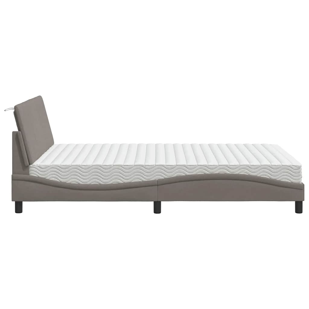 Bett mit Matratze "Hanko" Taupe 140x190 cm Stoff