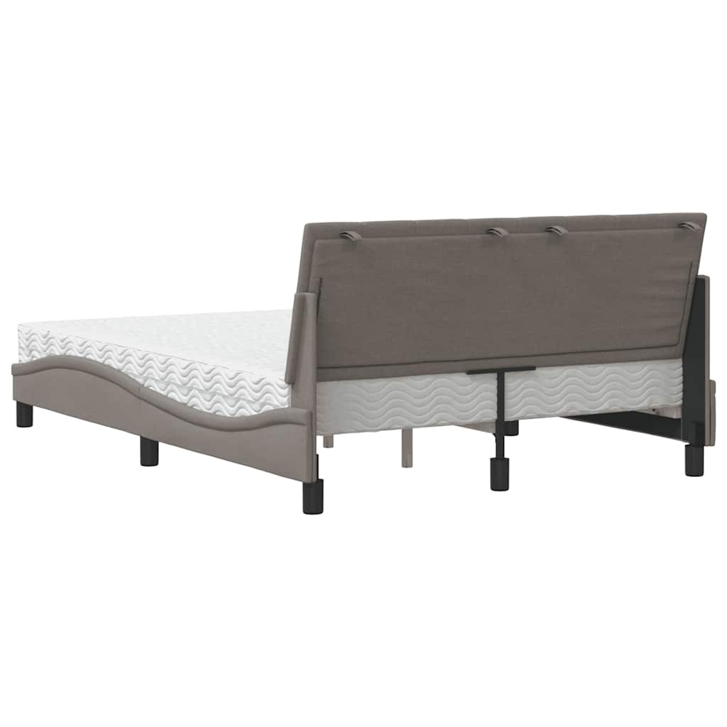 Bett mit Matratze "Hanko" Taupe 140x190 cm Stoff