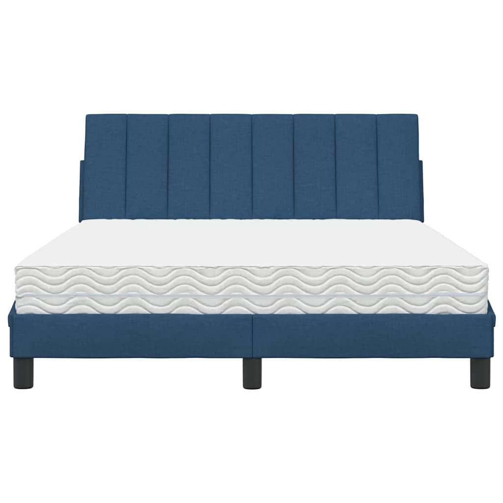 Bett mit Matratze "Hanko" Blau 140x190 cm Stoff