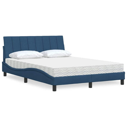 Bett mit Matratze "Hanko" Blau 140x190 cm Stoff