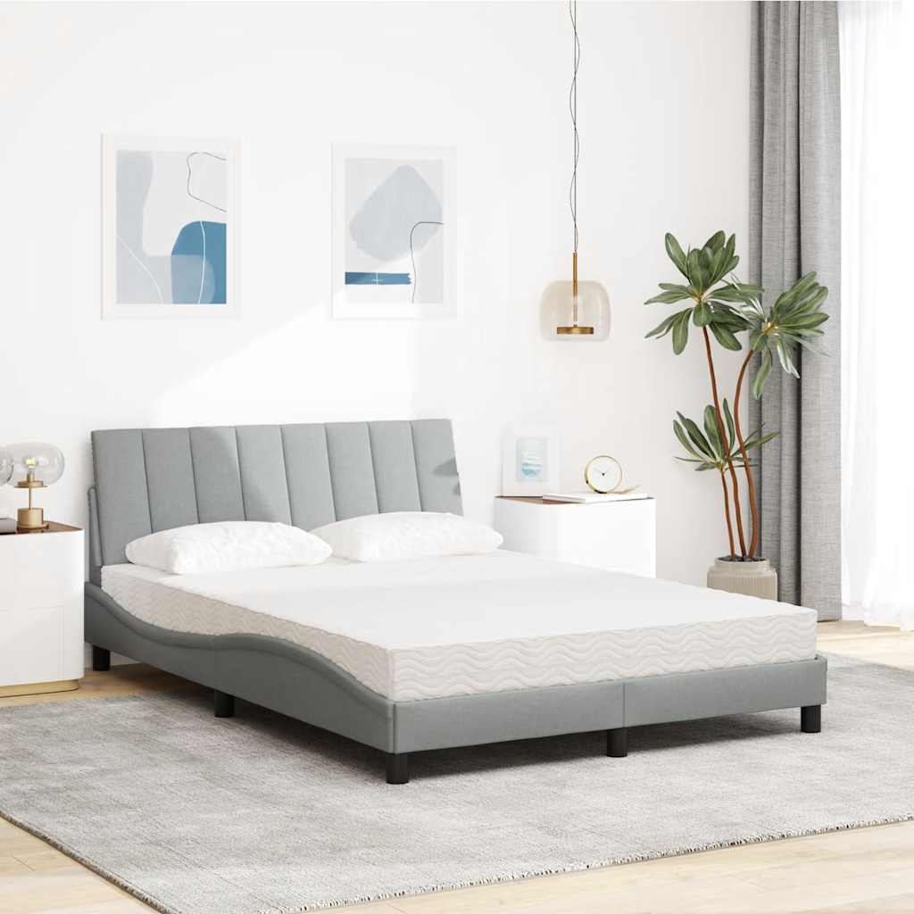 Bett mit Matratze "Hanko" Hellgrau 140x200 cm Stoff