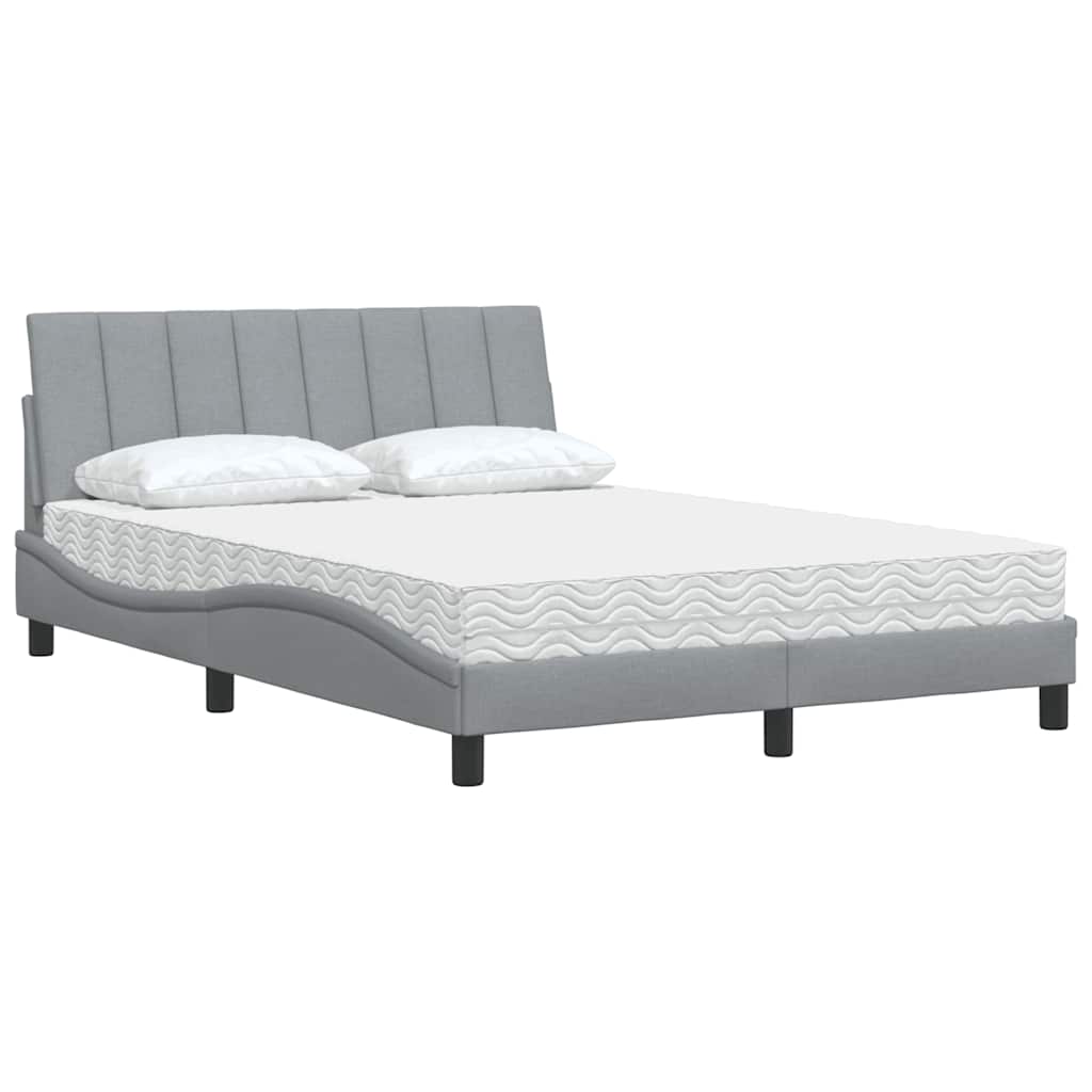 Bett mit Matratze "Hanko" Hellgrau 140x200 cm Stoff