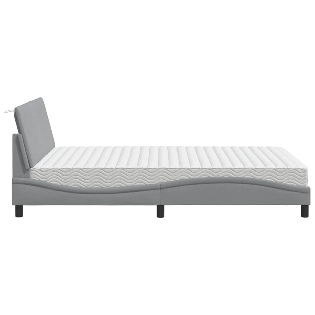 Bett mit Matratze "Hanko" Hellgrau 140x200 cm Stoff