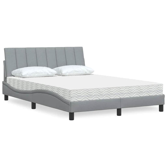 Bett mit Matratze "Hanko" Hellgrau 140x200 cm Stoff