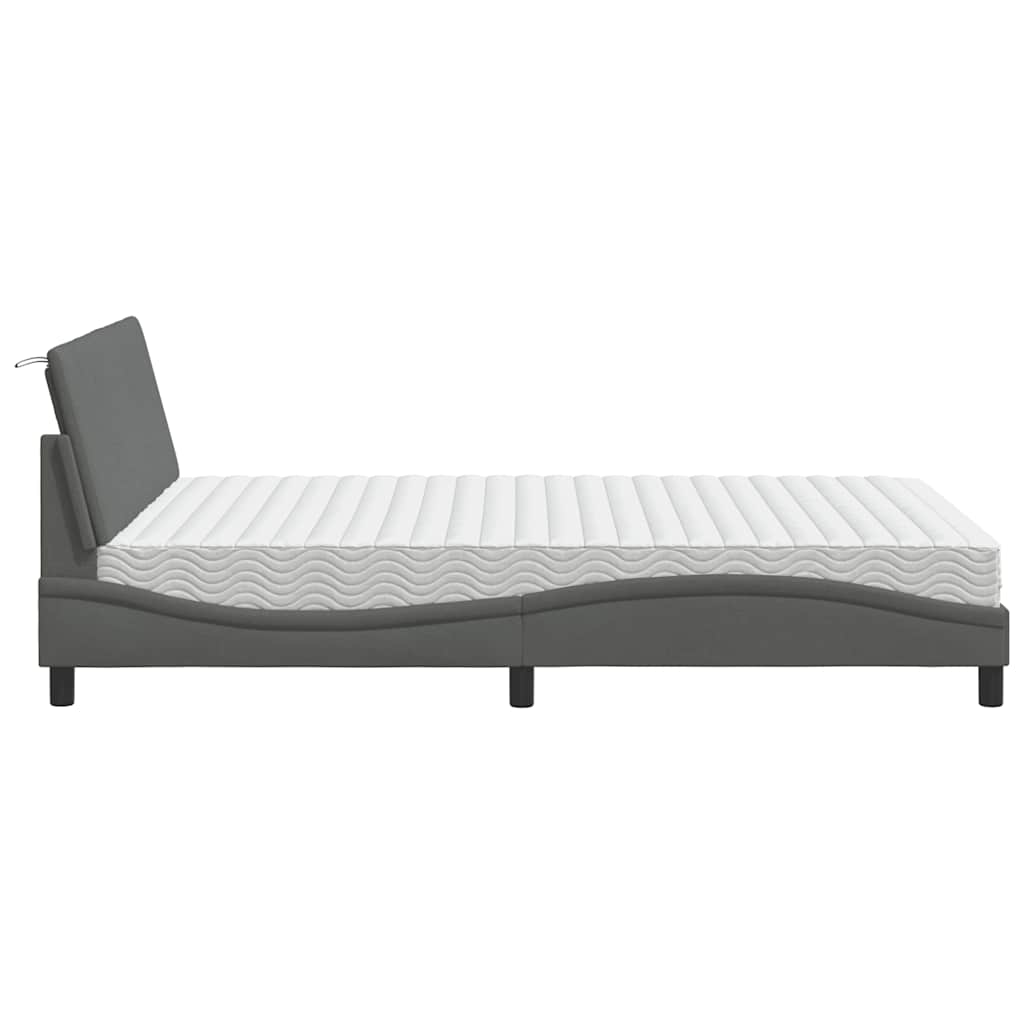 Bett mit Matratze "Hanko" Dunkelgrau 140x200 cm Stoff