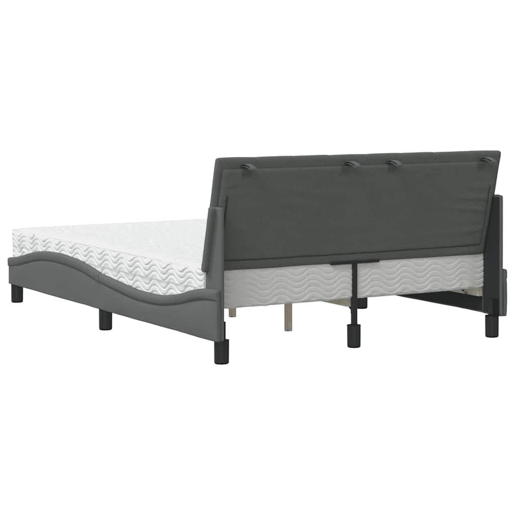 Bett mit Matratze "Hanko" Dunkelgrau 140x200 cm Stoff