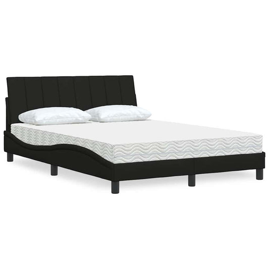 Bett mit Matratze "Hanko" Schwarz 140x200 cm Stoff