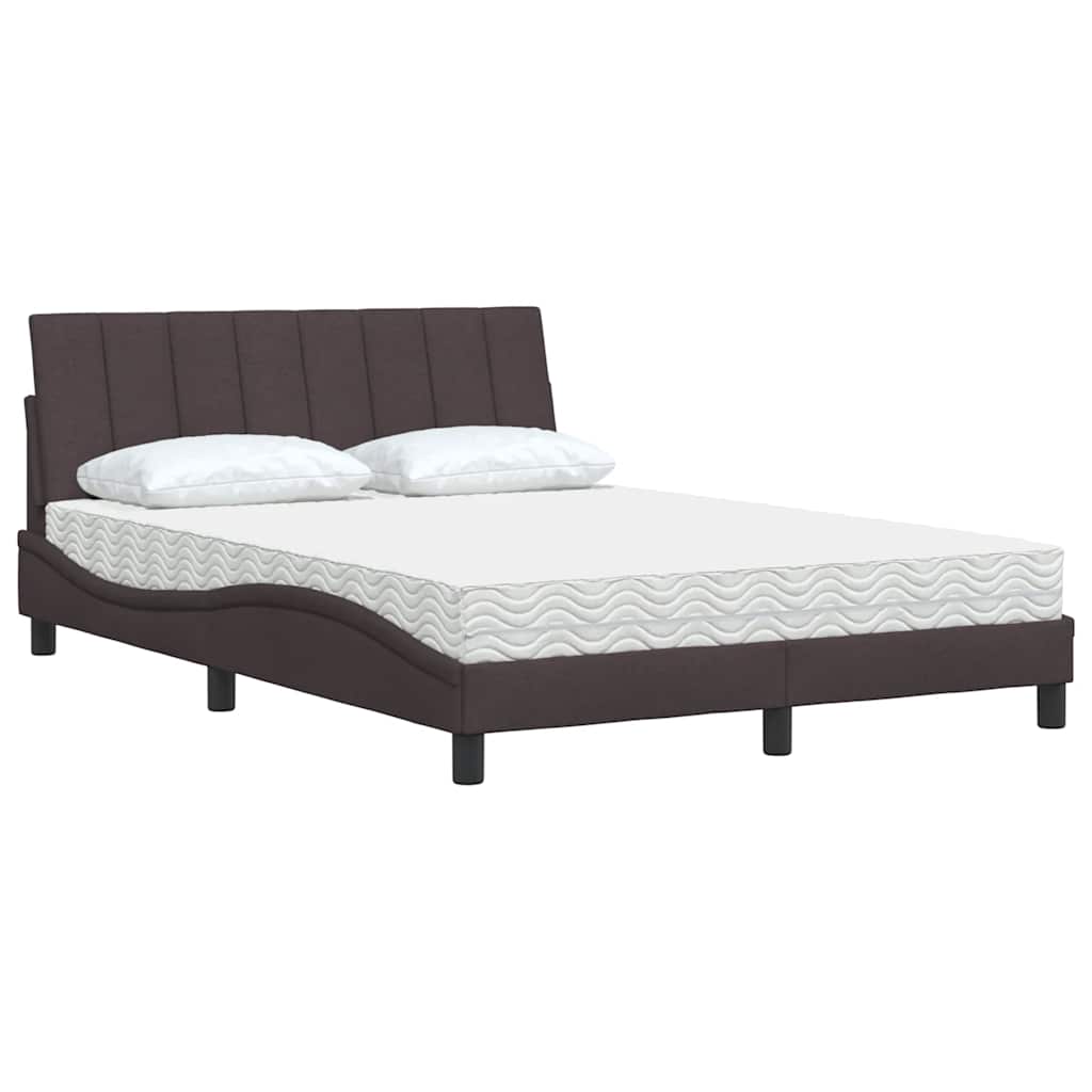 Bett mit Matratze "Hanko" Dunkelbraun 140x200 cm Stoff