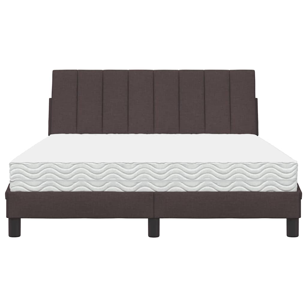 Bett mit Matratze "Hanko" Dunkelbraun 140x200 cm Stoff