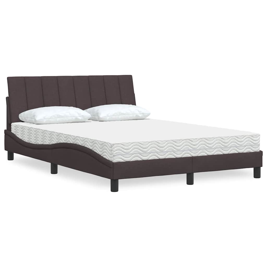 Bett mit Matratze "Hanko" Dunkelbraun 140x200 cm Stoff