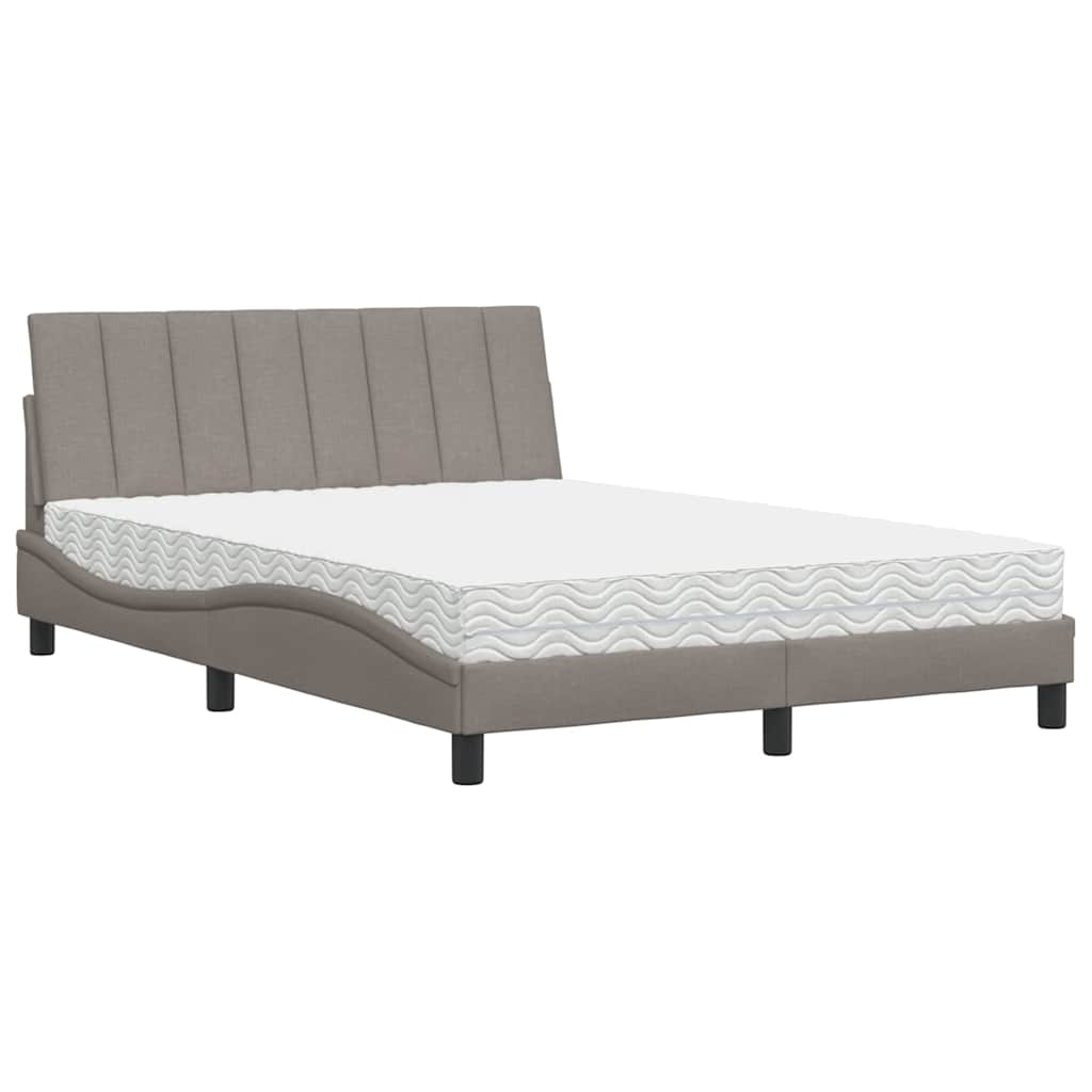Bett mit Matratze "Hanko" Taupe 140x200 cm Stoff