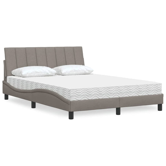 Bett mit Matratze "Hanko" Taupe 140x200 cm Stoff