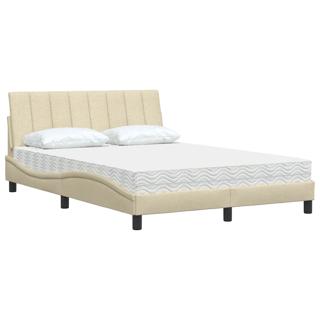 Bett mit Matratze "Hanko" Creme 140x200 cm Stoff