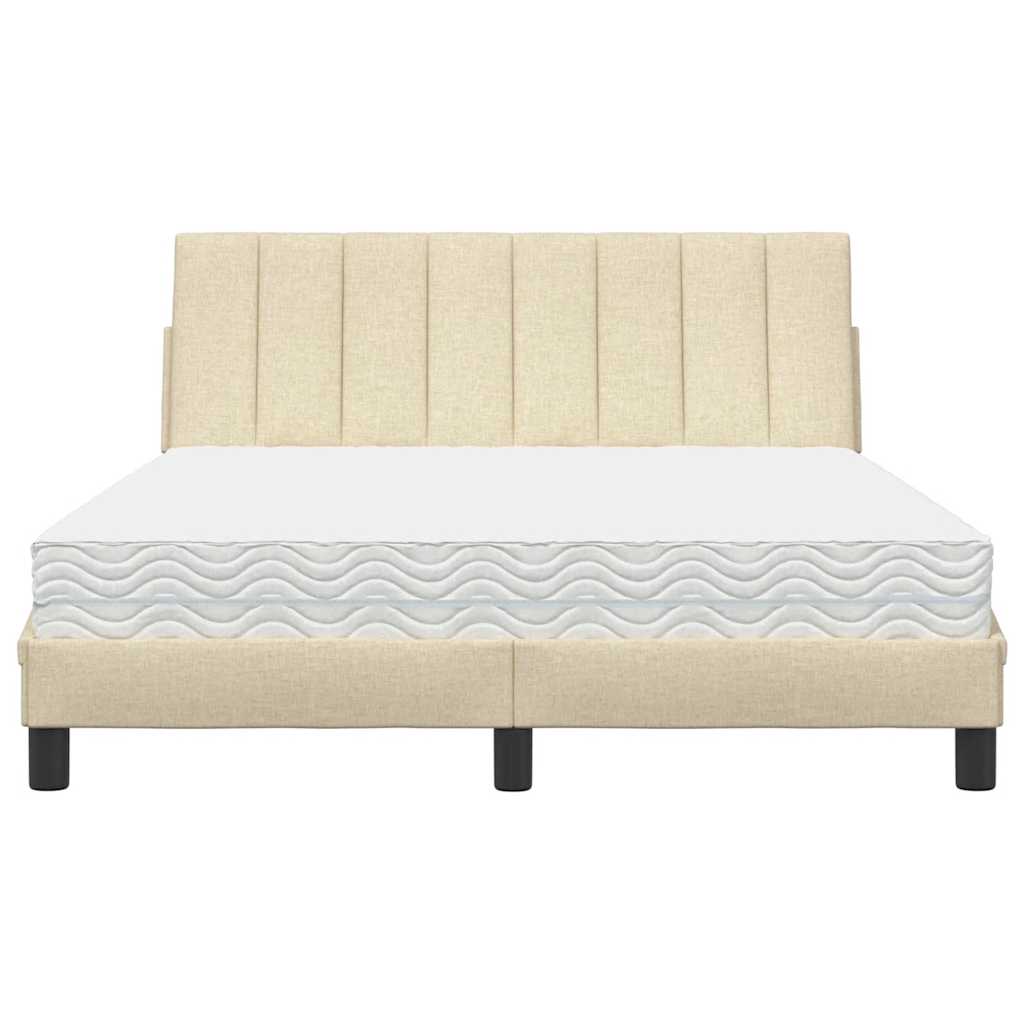 Bett mit Matratze "Hanko" Creme 140x200 cm Stoff