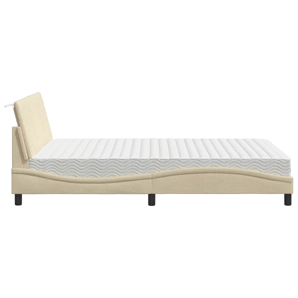Bett mit Matratze "Hanko" Creme 140x200 cm Stoff