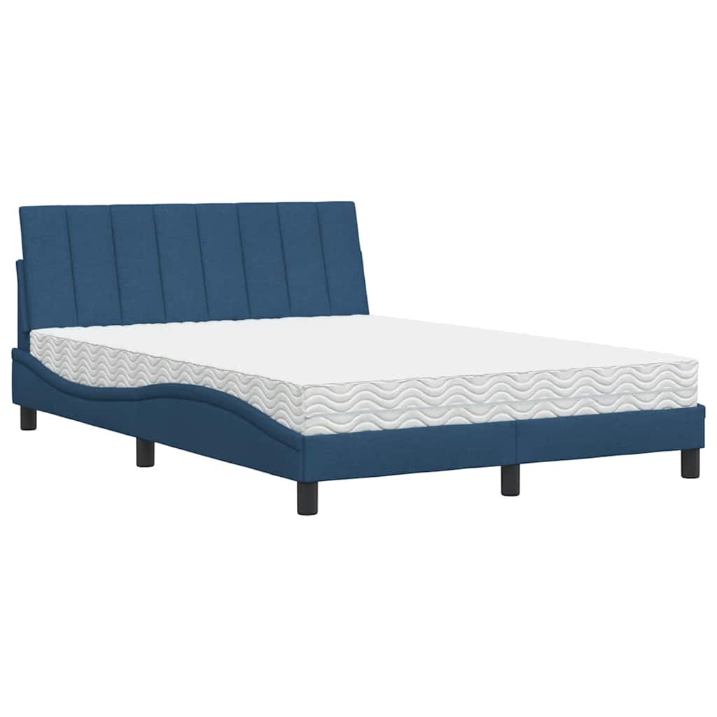 Bett mit Matratze "Hanko" Blau 140x200 cm Stoff
