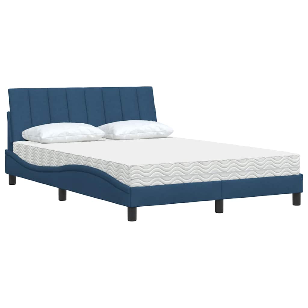 Bett mit Matratze "Hanko" Blau 140x200 cm Stoff