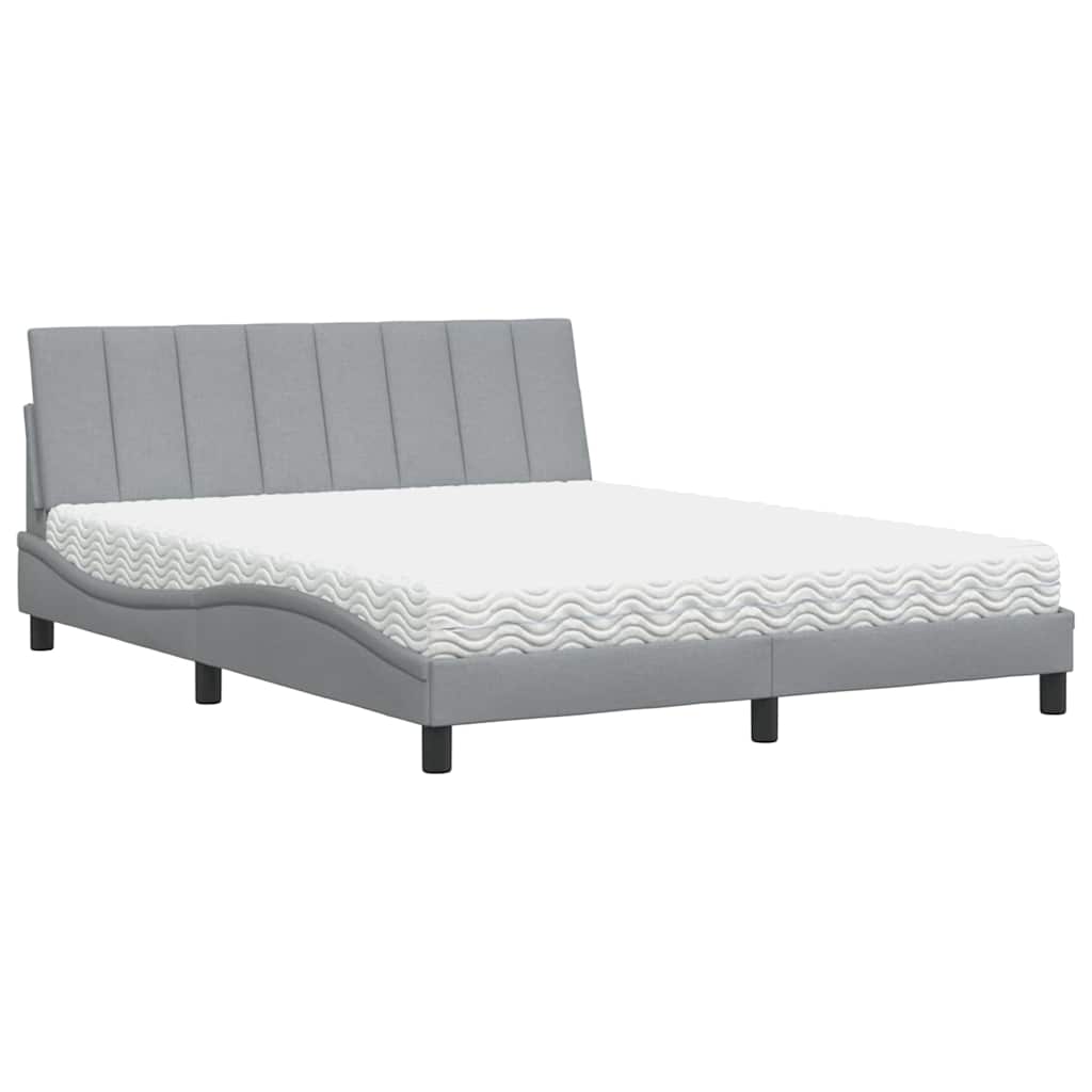 Bett mit Matratze "Hanko" Hellgrau 160x200 cm Stoff