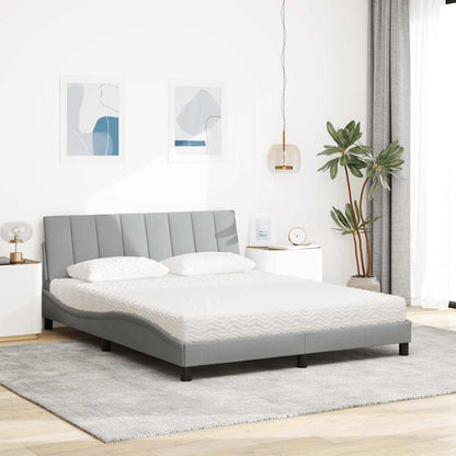 Bett mit Matratze "Hanko" Hellgrau 160x200 cm Stoff
