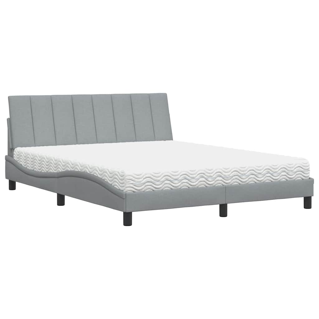 Bett mit Matratze "Hanko" Hellgrau 160x200 cm Stoff
